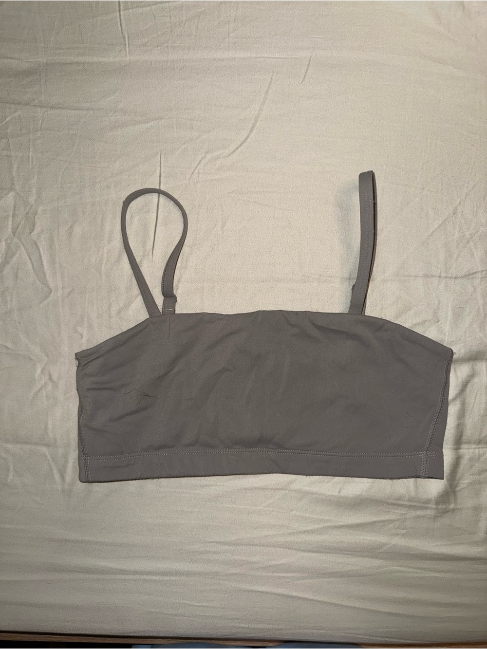 Amazon Women's Gray Stretch Bandeau Bralette with Thin Straps